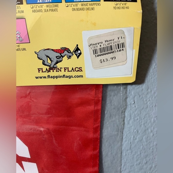 Flappin Flags: Happy Hour 2 sided Red/White Skull Water Resistant Flag - Picture 3 of 7